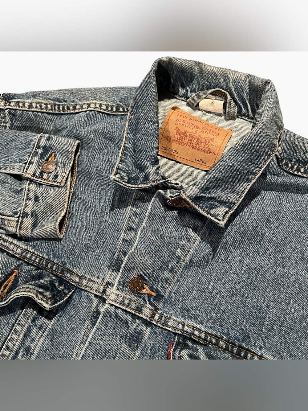 Vintage Levi's Denim Trucker Jacket Mens Large 70507 Made USA 90s Cotton